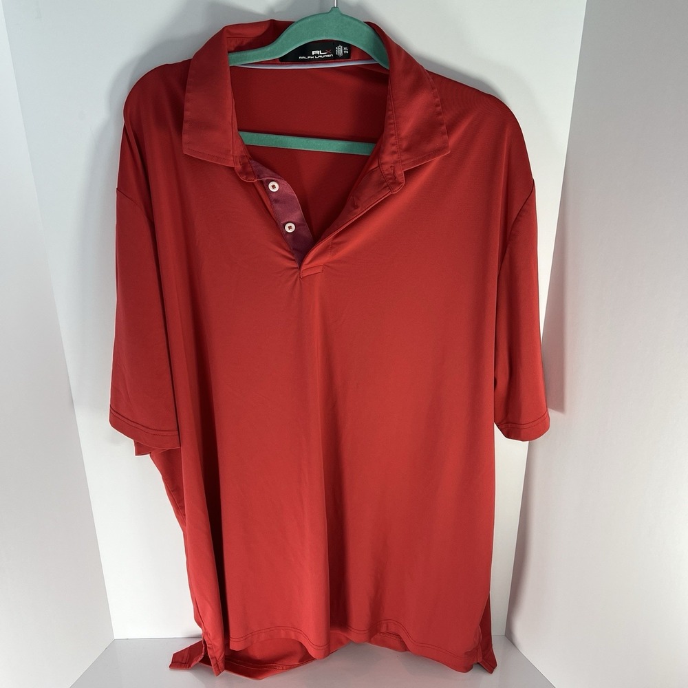 RLX Ralph Lauren Performance Short Sleeve Men's 2XL Golf Polo Shirt Red EUC